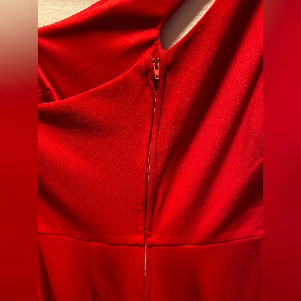 NWOT Crystal Sky Red One Shoulder Cutout Flared Leg Jumpsuit Size Medium - Picture 6 of 9